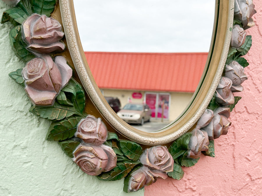 MCM Roses Syroco Style Mirror