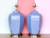 Pair of Steel Blue Glass Lamps
