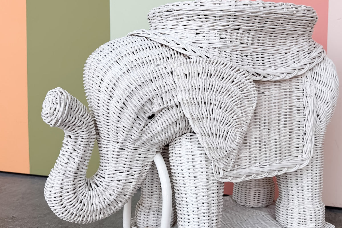 Wicker Elephant Garden Seat