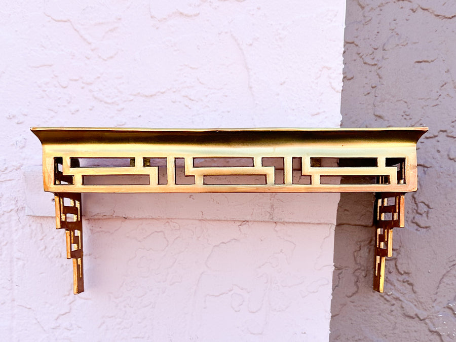 Pair of Brass Asian Inspired Shelves