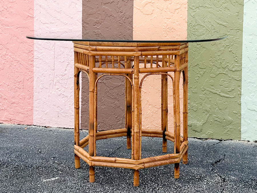 Tortoiseshell Rattan Brighton Style Dining Table