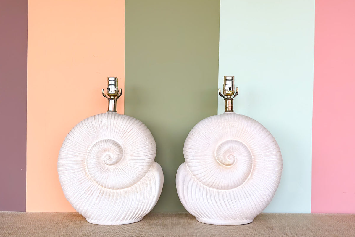 Pair of Old Florida Nautilus Lamps