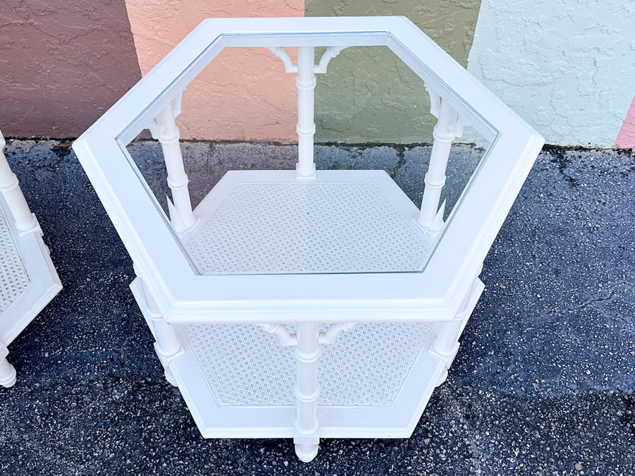 Pair of Faux Bamboo Octagon Side Tables
