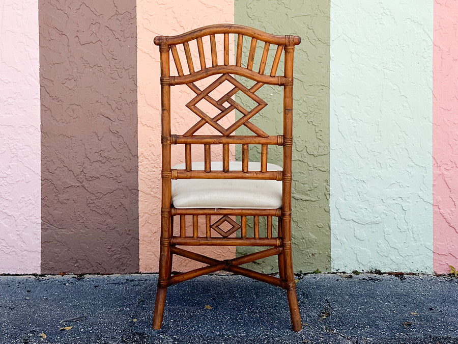 Set of Six Fretwork Rattan Dining Chairs