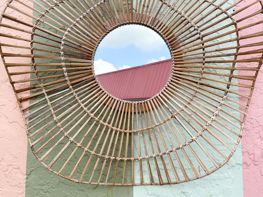 Modern Island Chic Rattan Mirror