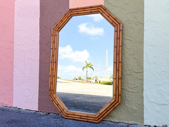 Faux Bamboo Octagon Mirror