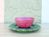 Set of Eight Pink and Green Forever Salad Plates and Bowls