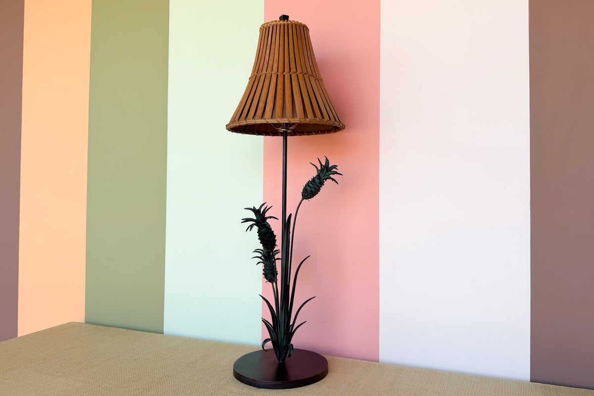 Cute Tole Pineapple Lamp with Shade