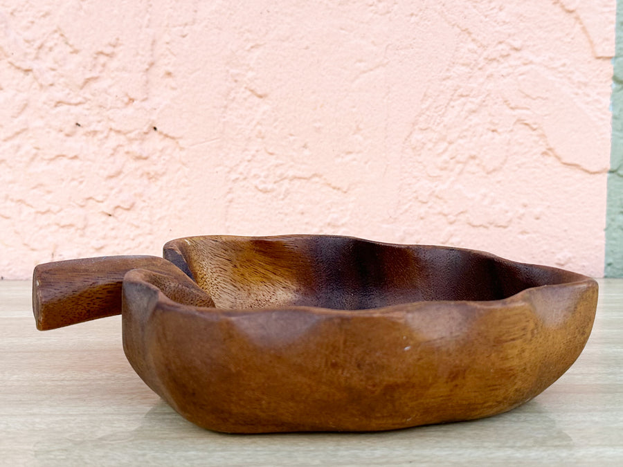 Pair of Fall Leaf Monkey Pod Bowls with Spoon