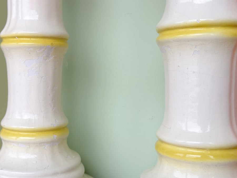 Pair of Ceramic Faux Bamboo Lamps