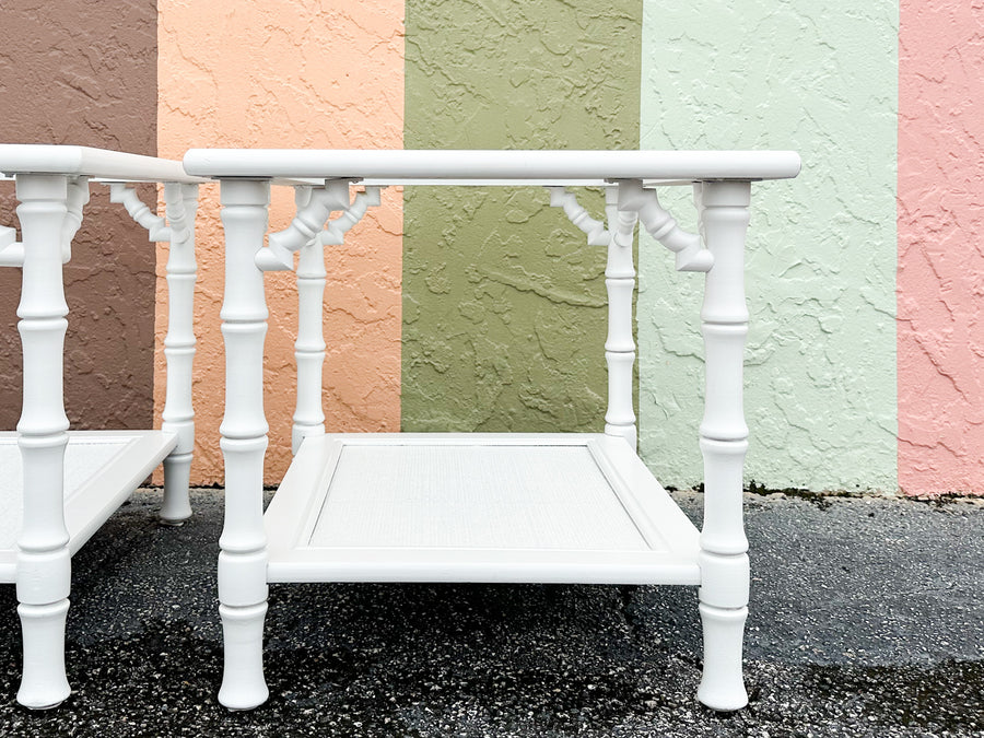 Pair of Palm Beach Faux Bamboo Side Tables
