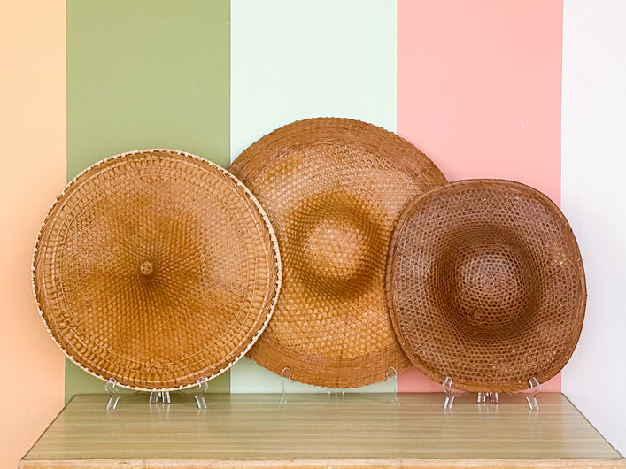 Trio of Cane and Rattan Hats