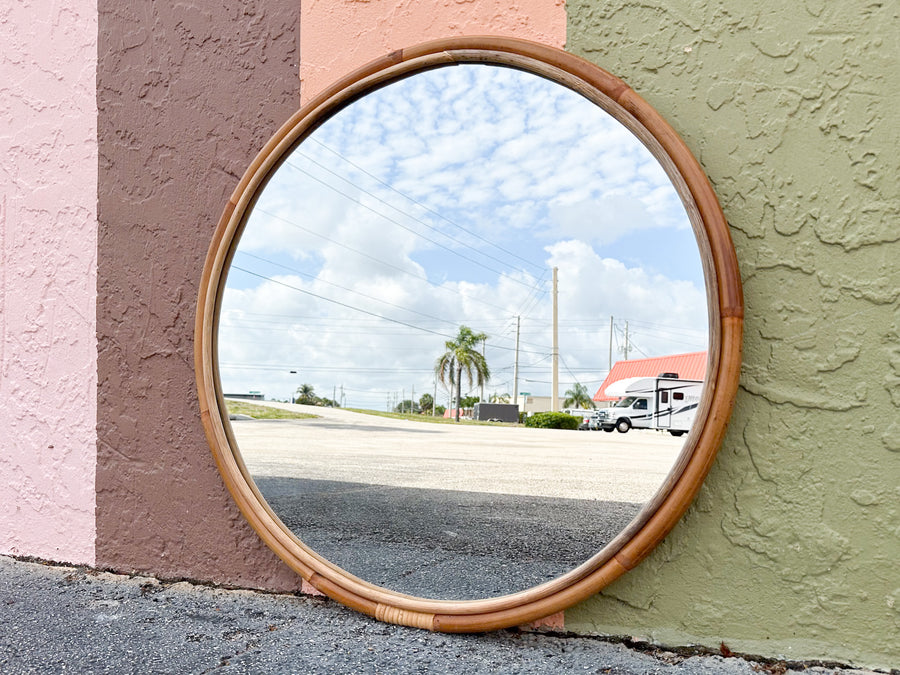 Extra Large Round Rattan Mirror