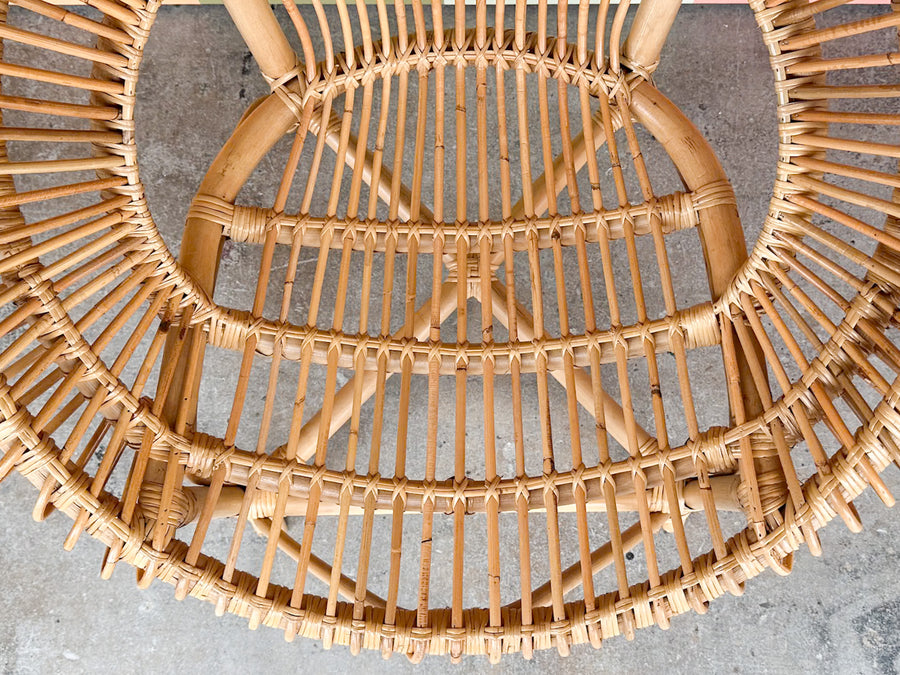 Pair of Coastal Chic Rattan Circle Chairs