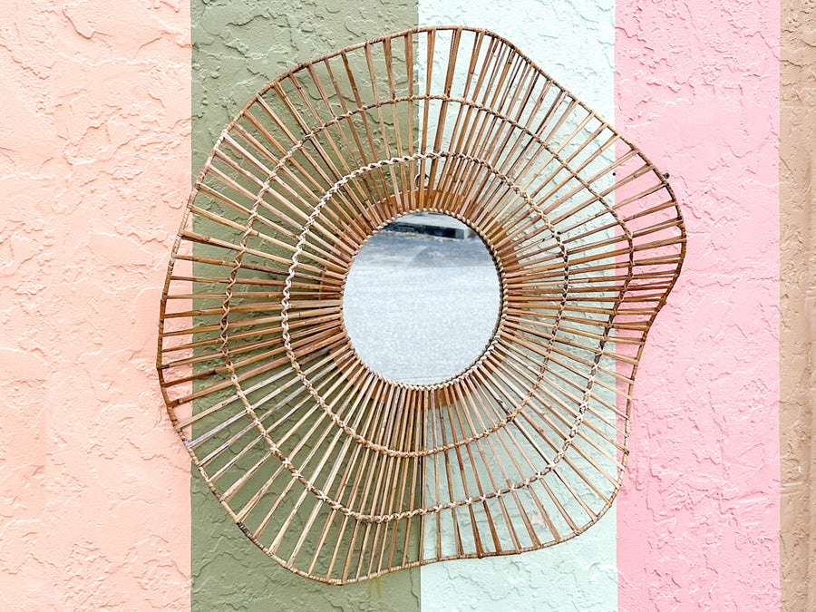 Modern Island Chic Rattan Mirror