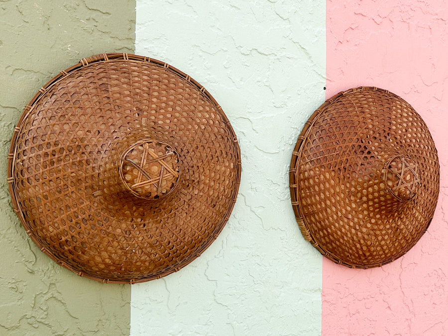 Pair of Cane and Rattan Hats