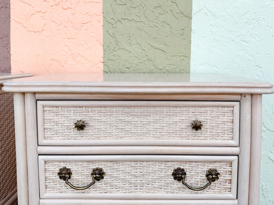 Pair of Oversized Wicker Ficks Reed Nightstands