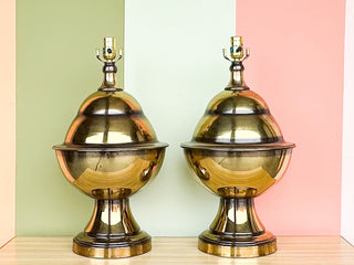 Pair of Chinoiserie Brass Lamps