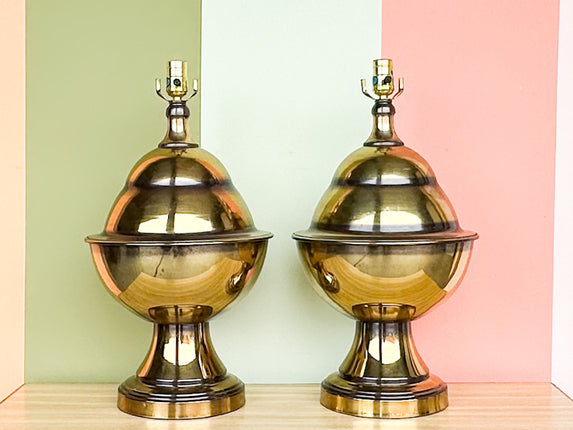 Pair of Chinoiserie Brass Lamps