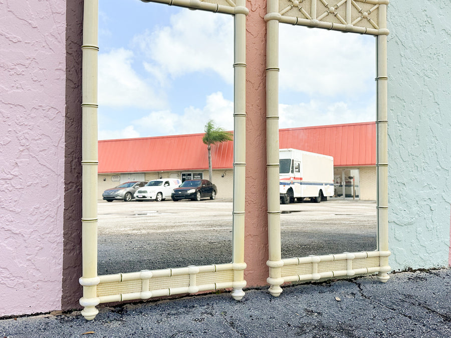 Pair of Palm Beach Style Faux Bamboo Mirrors