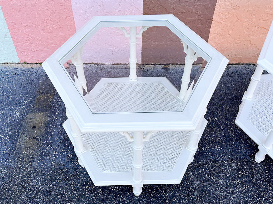 Pair of Faux Bamboo Octagon Side Tables