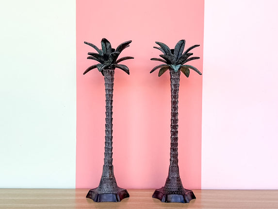 Pair of Palm Tree Candle Holders