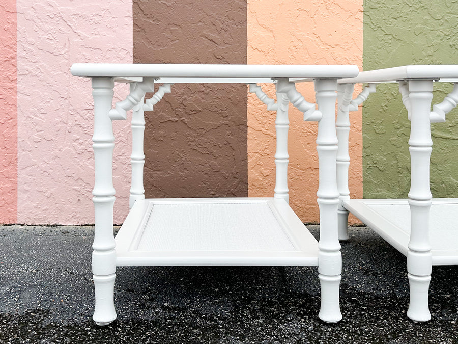 Pair of Palm Beach Faux Bamboo Side Tables