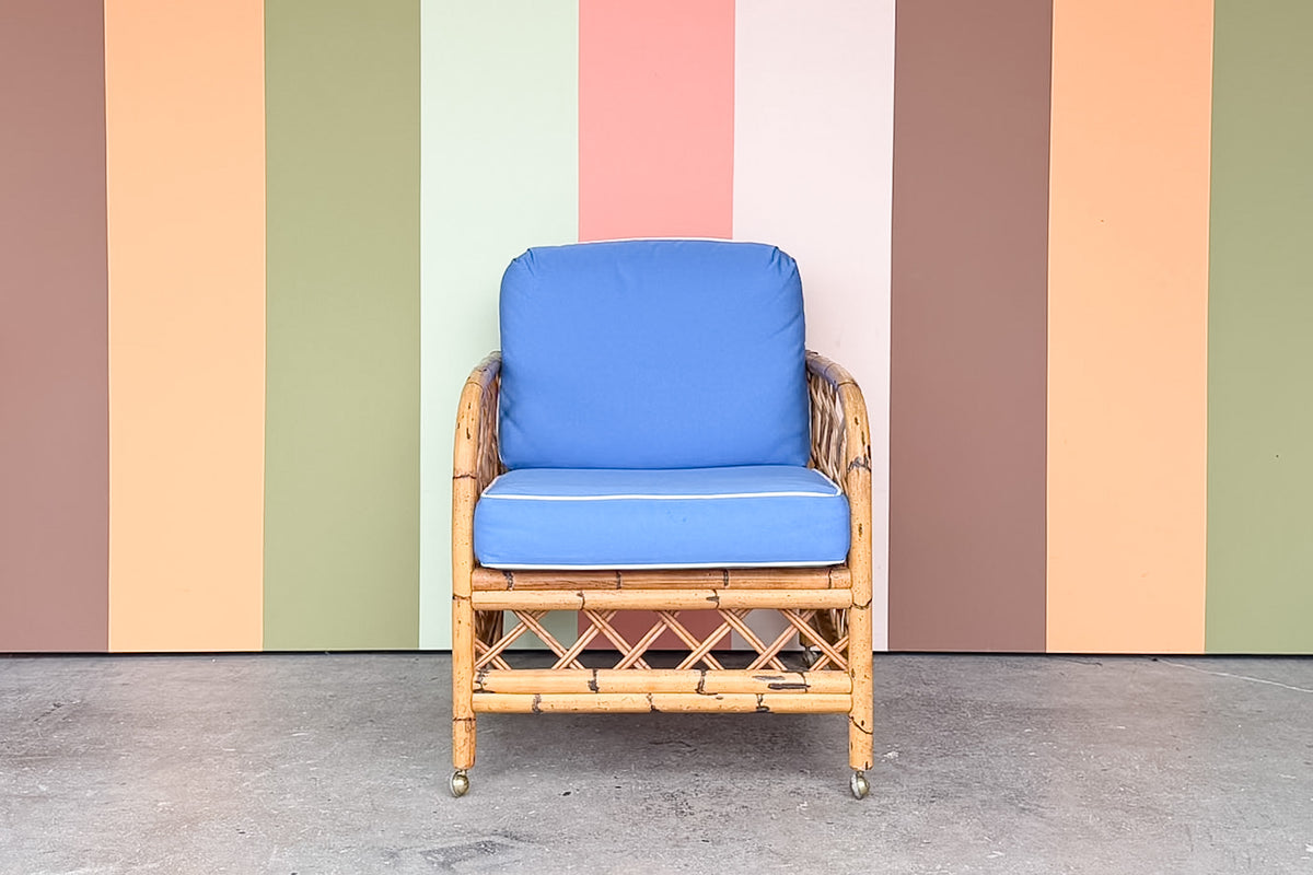 Rattan Lounge Chair on Casters