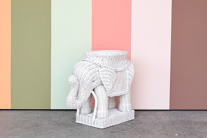 Wicker Elephant Garden Seat