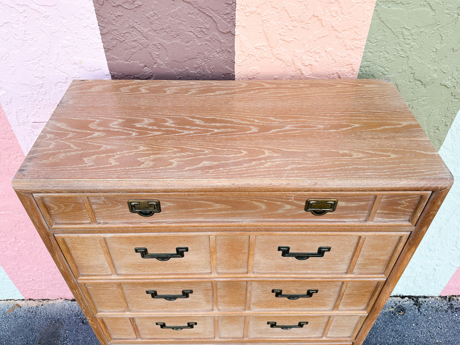 Natural Campaign Style Rattan Tall Chest