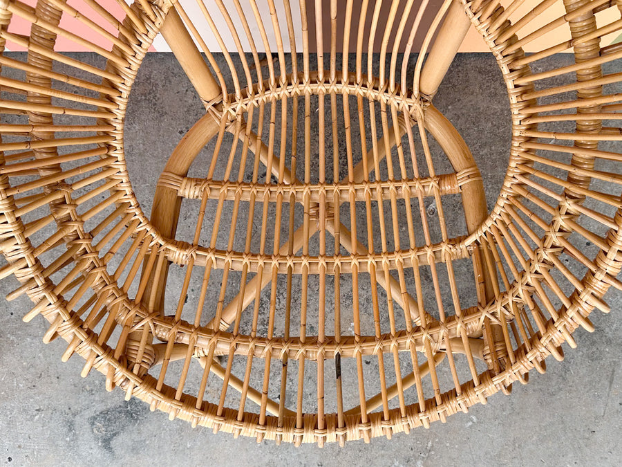 Pair of Coastal Chic Rattan Circle Chairs