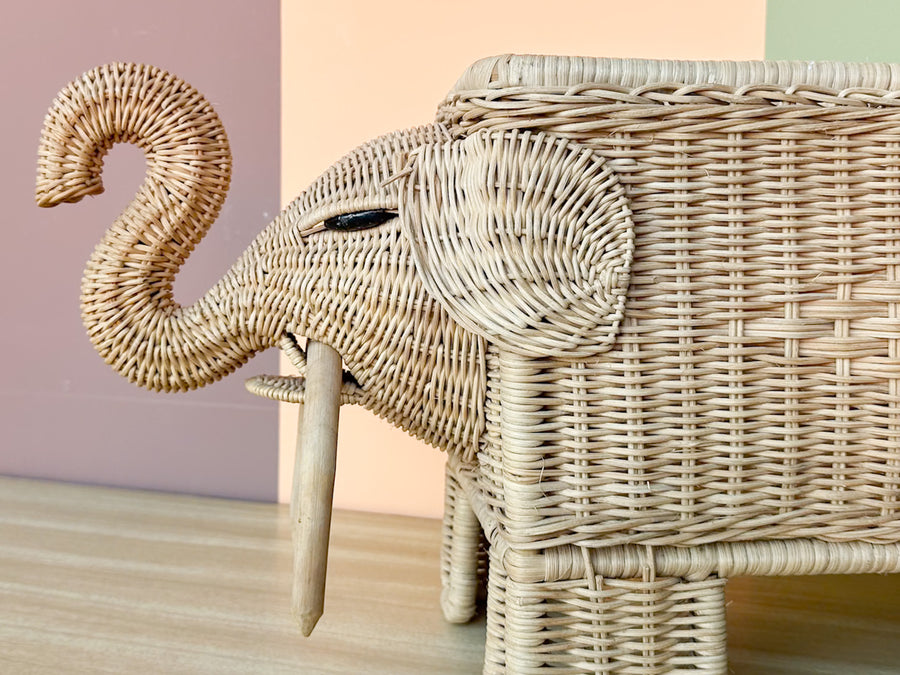 Wicker Elephant Cachepot