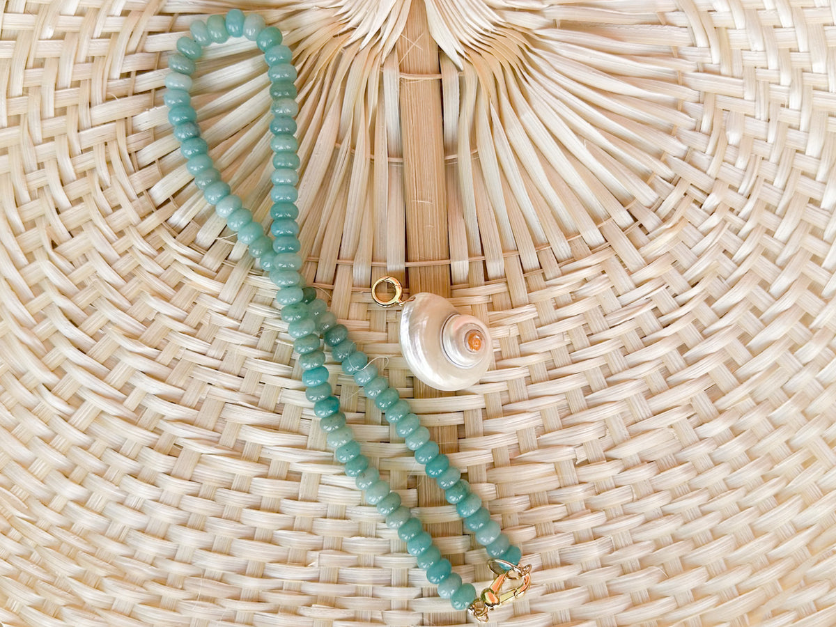 Palm Beach Regency's Aqua Amazonite Gemstone and Shell Necklace