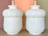 Pair of Seafoam Plaster Basket Lamps