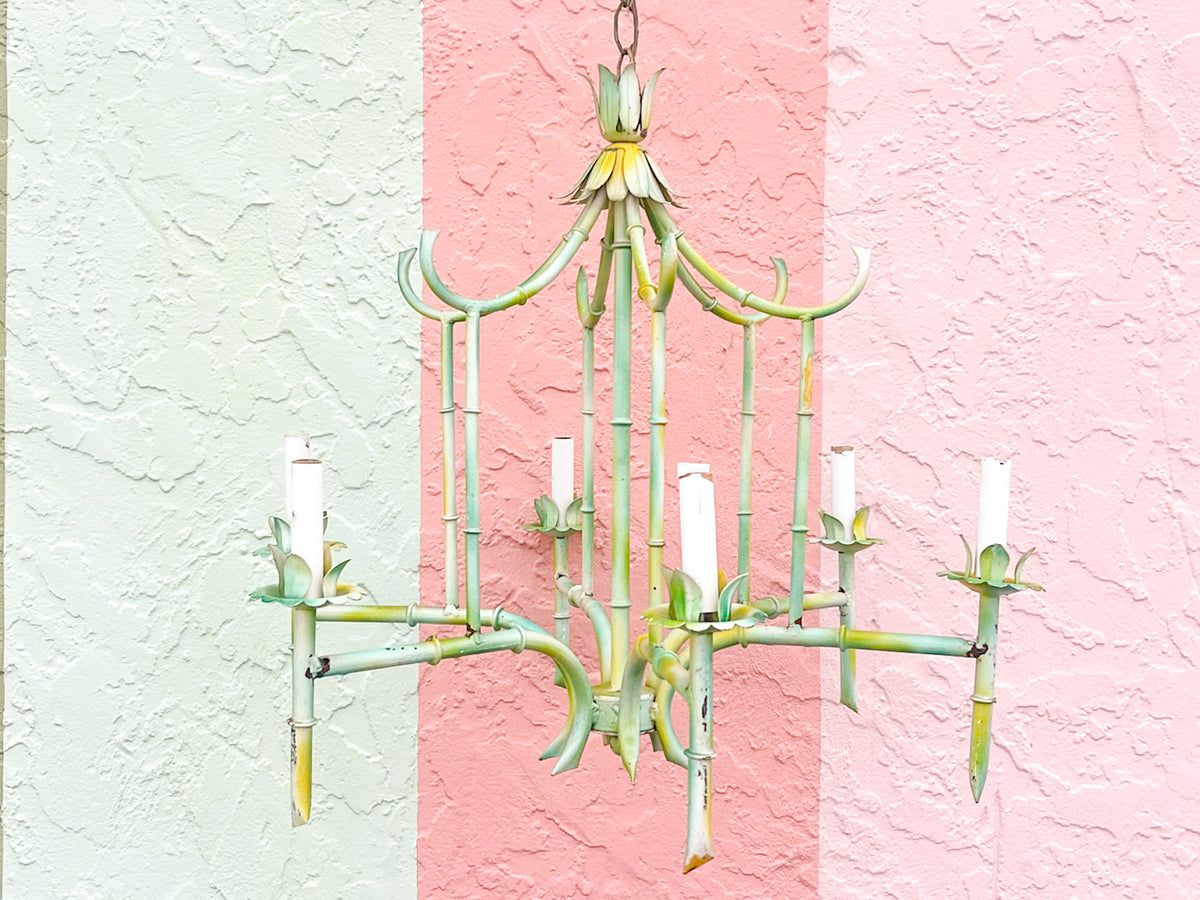 Large Faux Bamboo Pagoda Chandelier