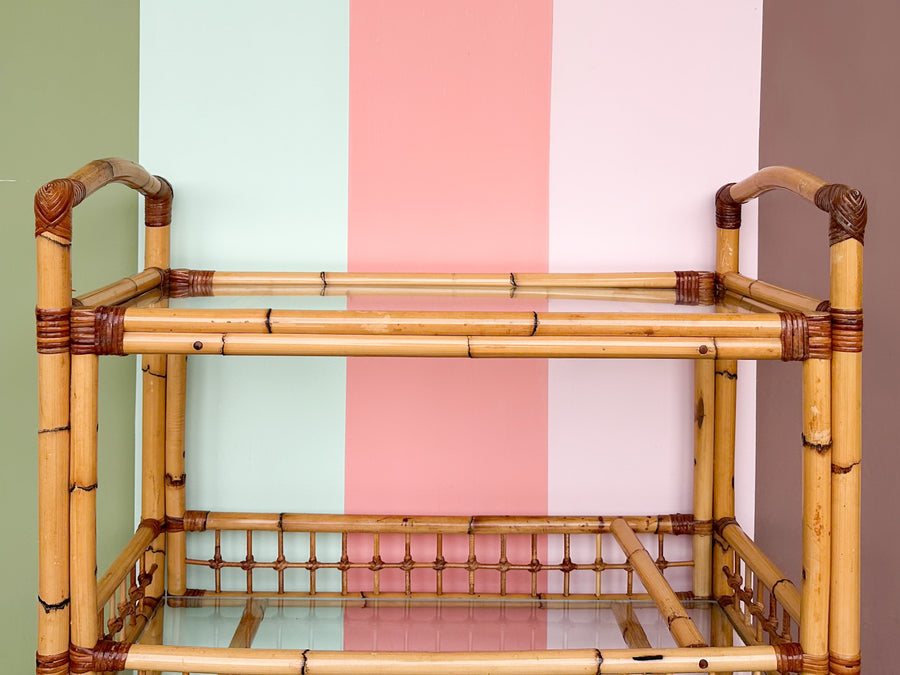 Old Florida Rattan Bar Cart