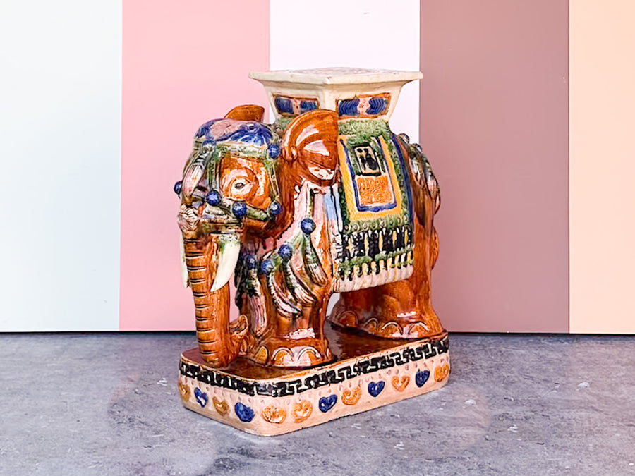 Colorful Terracotta Elephant Garden Seat