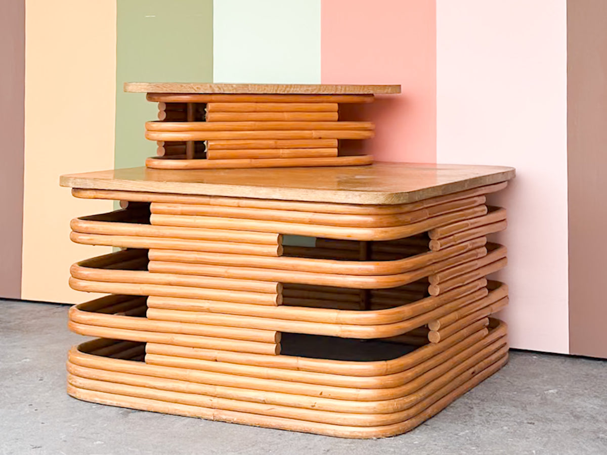 Frankl Style Rattan Corner Side Table