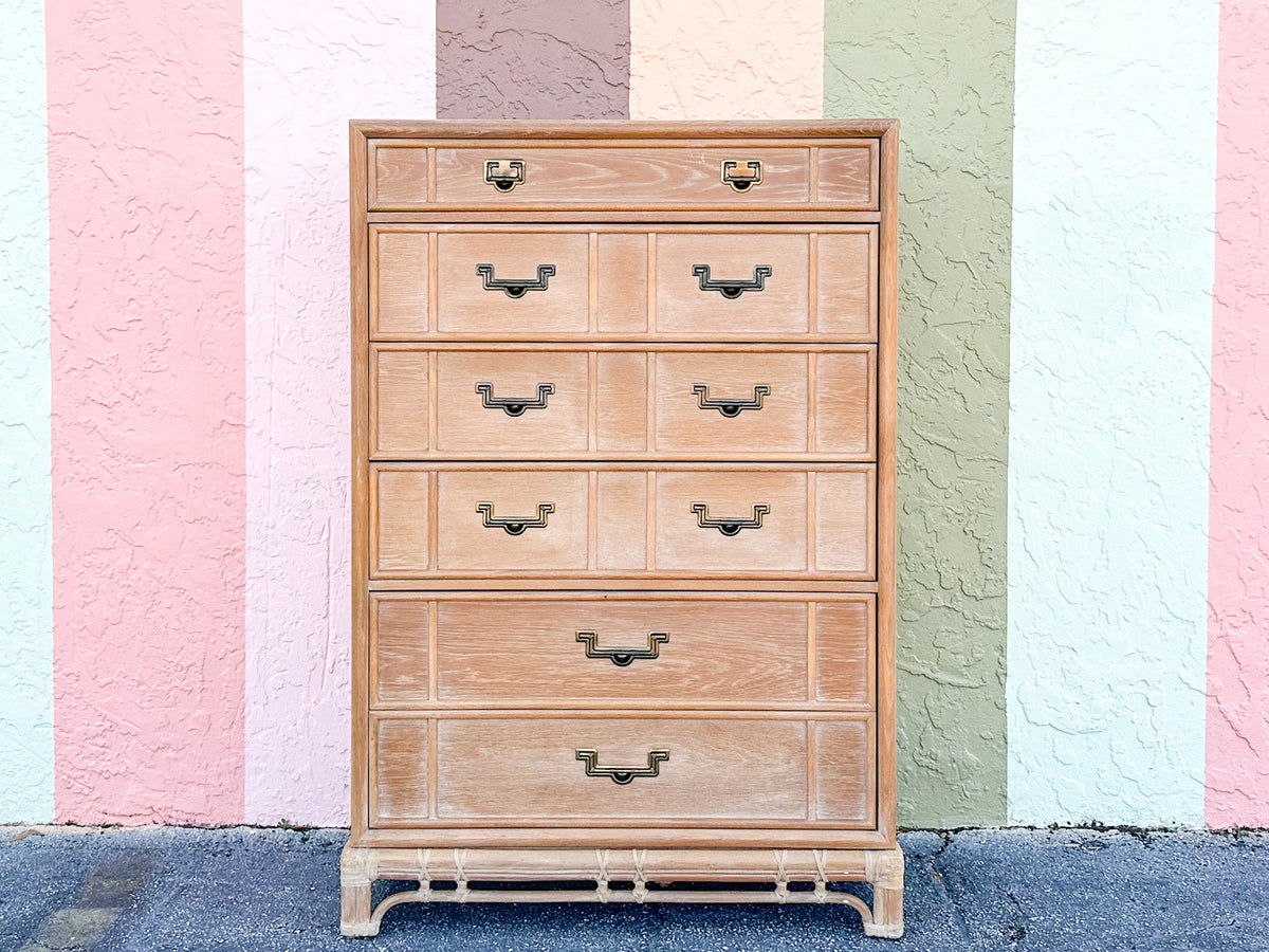 Natural Campaign Style Rattan Tall Chest