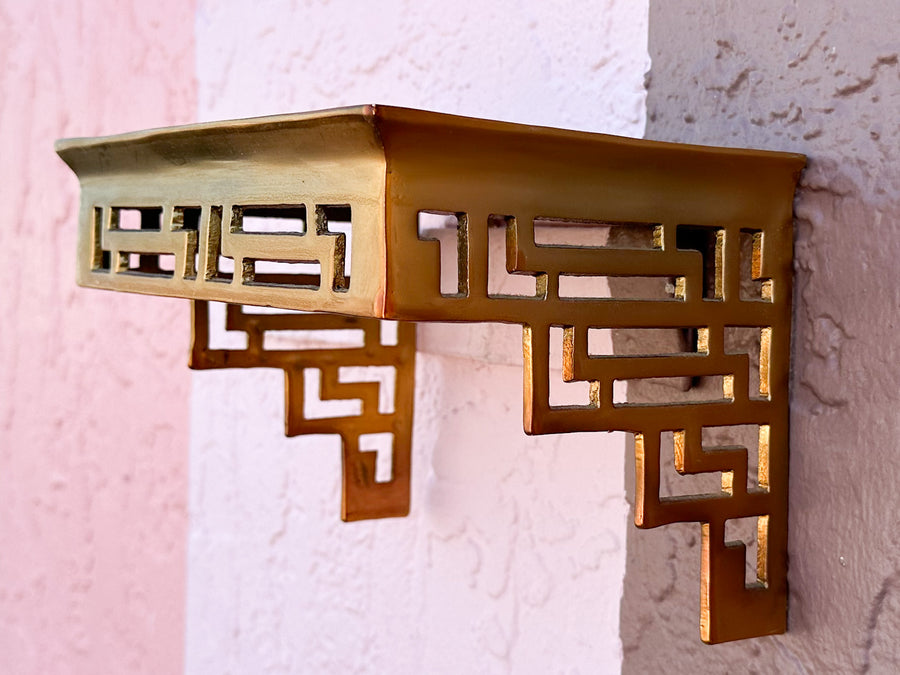 Pair of Brass Asian Inspired Shelves