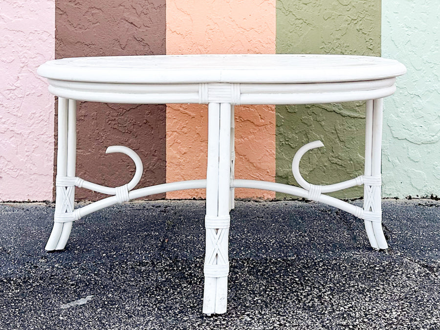 Clover Rattan Coffee Table with Stools