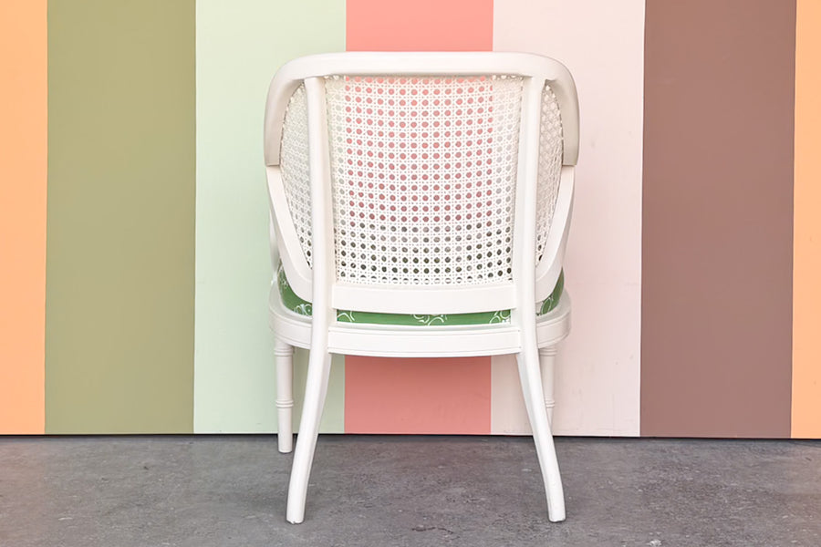 Faux Bamboo and Cane Barrel Chair