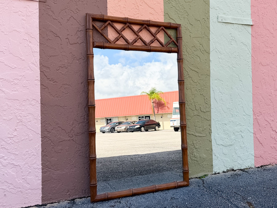Handsome Chippendale Faux Bamboo Mirror
