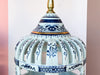 Pair of Blue and White Ceramic Birdcage Lamps