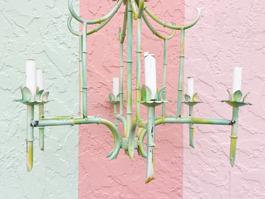 Large Faux Bamboo Pagoda Chandelier