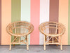 Pair of Coastal Chic Rattan Circle Chairs