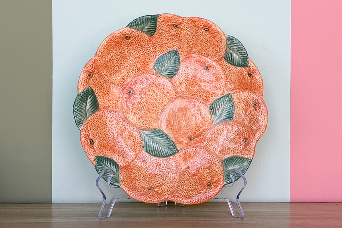 Set of Six Fitz and Floyd Orange Plates