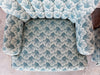 Pair of Shell Motif Upholstered Swivel Chairs