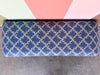 Blue and White Upholstered Waterfall Bench