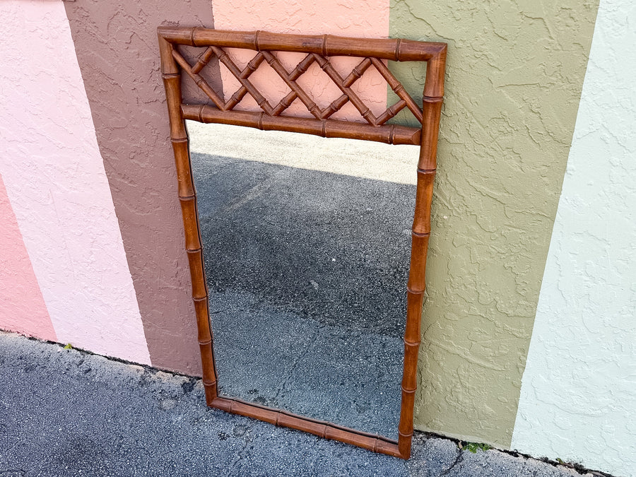 Handsome Chippendale Faux Bamboo Mirror